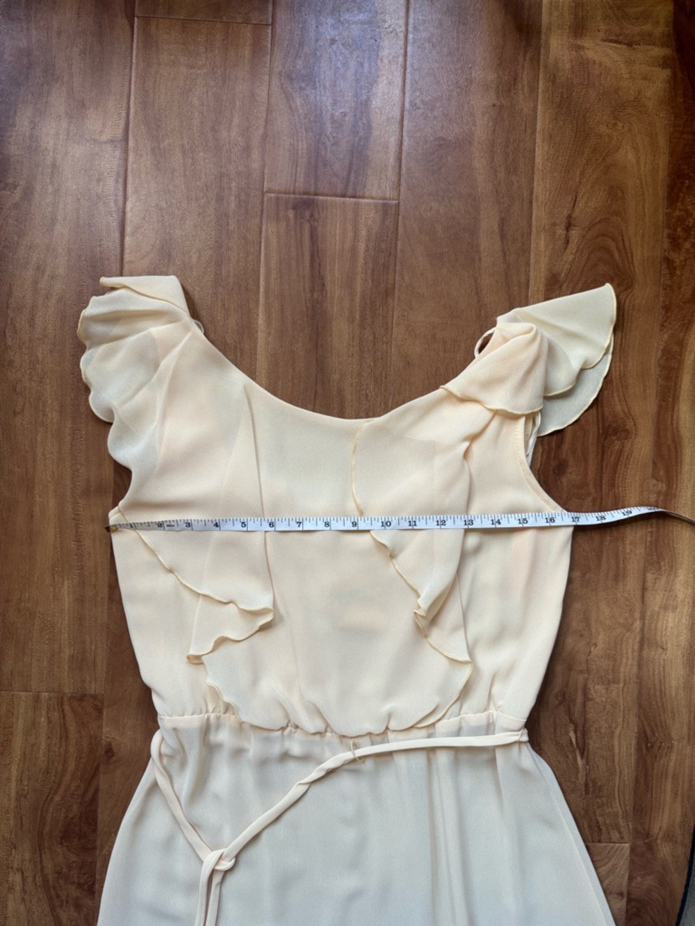 Vintage Soft Feminine Yellow Ruffle-Sleeve Midi Dress, Deadstock, BNWT, Sz Small - Picture 5 of 13